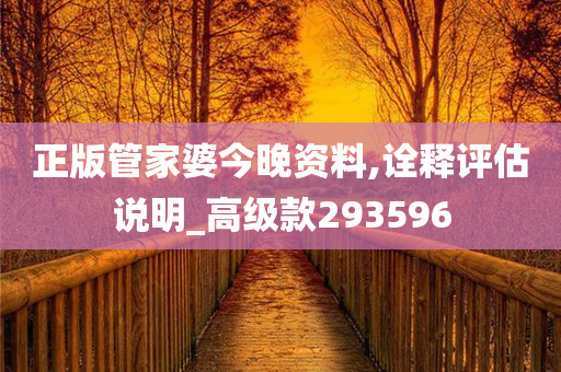 正版管家婆今晚资料,诠释评估说明_高级款293596