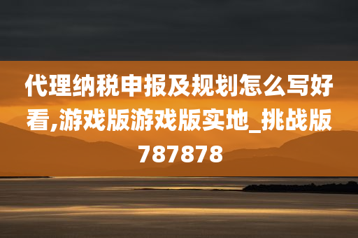 代理纳税申报及规划怎么写好看,游戏版游戏版实地_挑战版787878