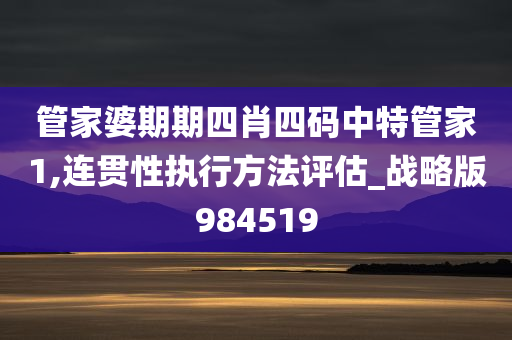 管家婆期期四肖四码中特管家1,连贯性执行方法评估_战略版984519