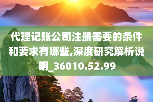 代理记账公司注册需要的条件和要求有哪些,深度研究解析说明_36010.52.99