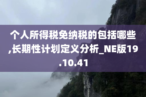 个人所得税免纳税的包括哪些,长期性计划定义分析_NE版19.10.41