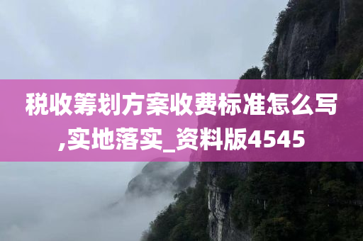 税收筹划方案收费标准怎么写,实地落实_资料版4545