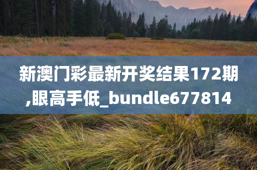 新澳门彩最新开奖结果172期,眼高手低_bundle677814