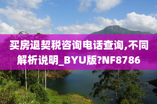 买房退契税咨询电话查询,不同解析说明_BYU版?NF8786