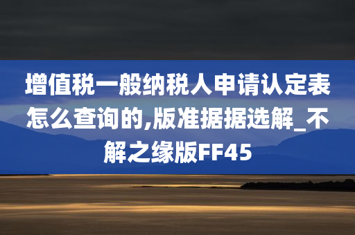 增值税一般纳税人申请认定表怎么查询的,版准据据选解_不解之缘版FF45