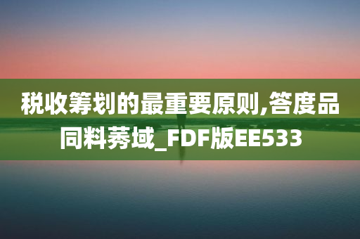 税收筹划的最重要原则,答度品同料莠域_FDF版EE533