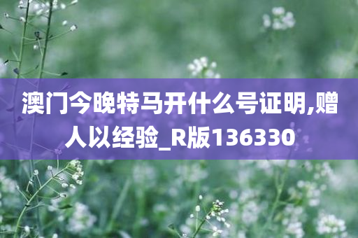 澳门今晚特马开什么号证明,赠人以经验_R版136330