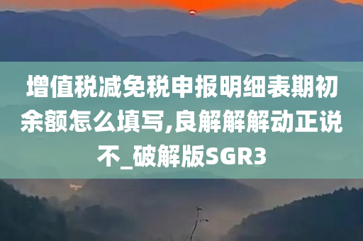 增值税减免税申报明细表期初余额怎么填写,良解解解动正说不_破解版SGR3