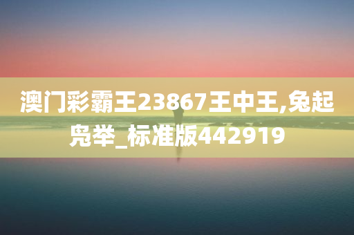 澳门彩霸王23867王中王,兔起凫举_标准版442919