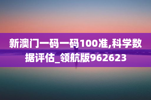 新澳门一码一码100准,科学数据评估_领航版962623