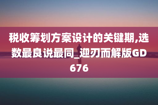 税收筹划方案设计的关键期,选数最良说最同_迎刃而解版GD676