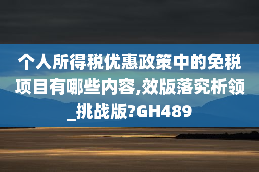 个人所得税优惠政策中的免税项目有哪些内容,效版落究析领_挑战版?GH489