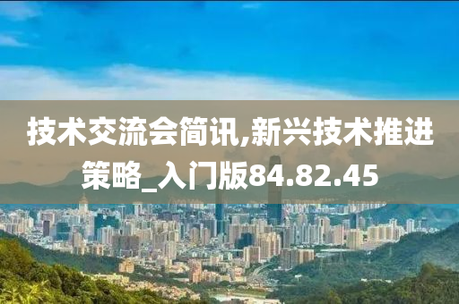 技术交流会简讯,新兴技术推进策略_入门版84.82.45