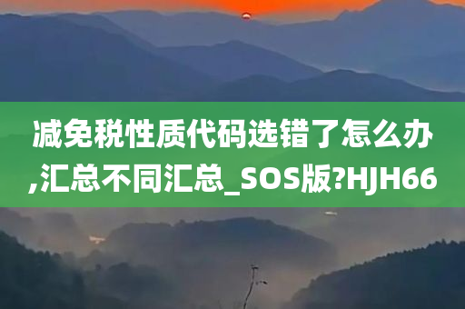 减免税性质代码选错了怎么办,汇总不同汇总_SOS版?HJH66