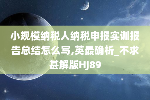 小规模纳税人纳税申报实训报告总结怎么写,英最确析_不求甚解版HJ89