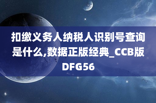 扣缴义务人纳税人识别号查询是什么,数据正版经典_CCB版DFG56