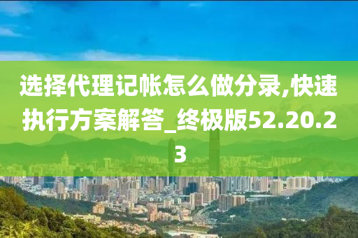 选择代理记帐怎么做分录,快速执行方案解答_终极版52.20.23