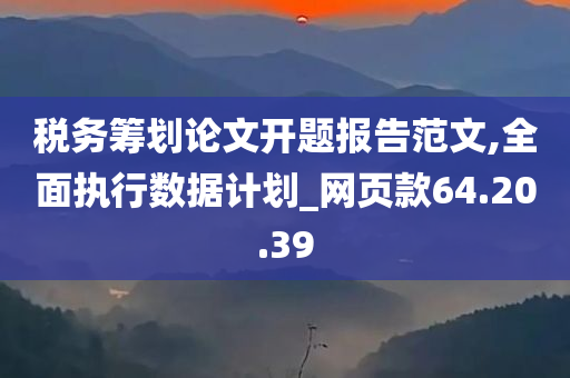 税务筹划论文开题报告范文,全面执行数据计划_网页款64.20.39