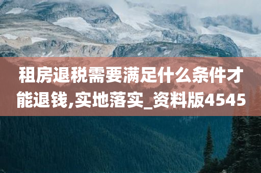 租房退税需要满足什么条件才能退钱,实地落实_资料版4545