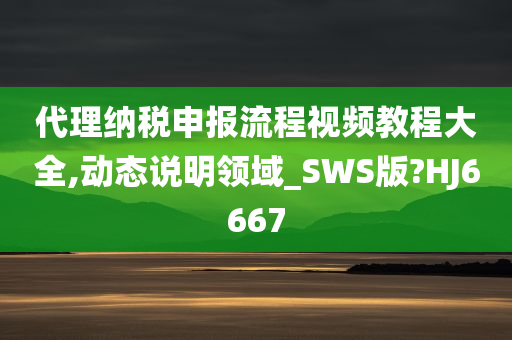 代理纳税申报流程视频教程大全,动态说明领域_SWS版?HJ6667