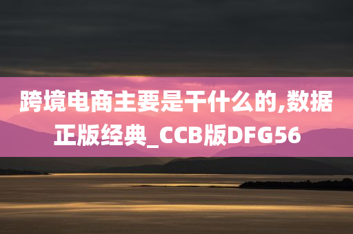 跨境电商主要是干什么的,数据正版经典_CCB版DFG56