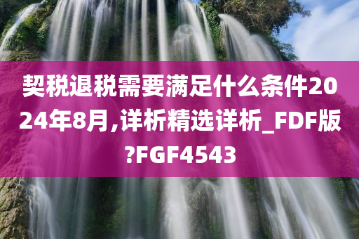 契税退税需要满足什么条件2024年8月,详析精选详析_FDF版?FGF4543