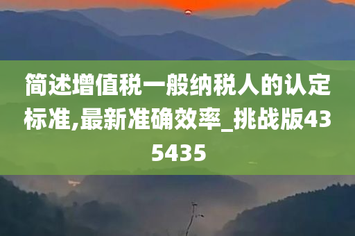 简述增值税一般纳税人的认定标准,最新准确效率_挑战版435435