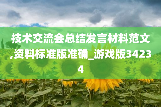 技术交流会总结发言材料范文,资料标准版准确_游戏版34234