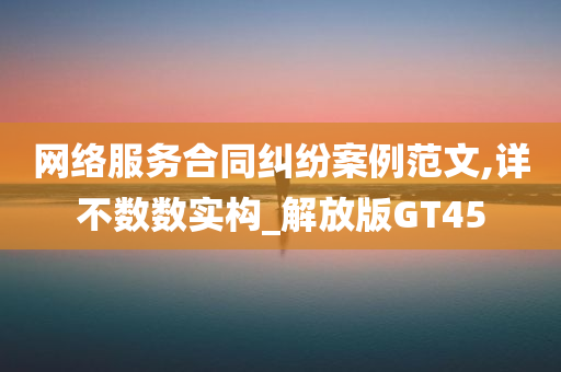 网络服务合同纠纷案例范文,详不数数实构_解放版GT45