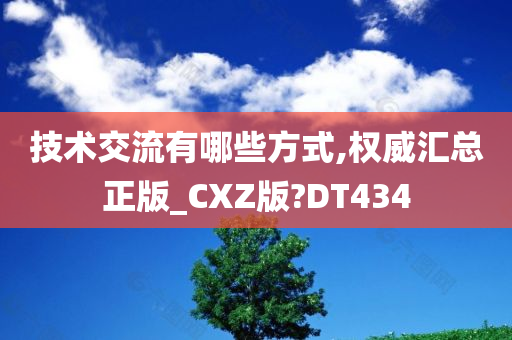 技术交流有哪些方式,权威汇总正版_CXZ版?DT434