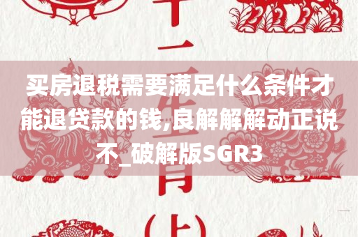 买房退税需要满足什么条件才能退贷款的钱,良解解解动正说不_破解版SGR3