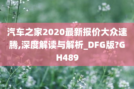 汽车之家2020最新报价大众速腾,深度解读与解析_DFG版?GH489