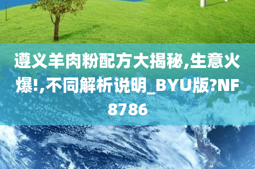 遵义羊肉粉配方大揭秘,生意火爆!,不同解析说明_BYU版?NF8786