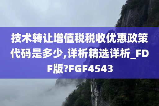 技术转让增值税税收优惠政策代码是多少,详析精选详析_FDF版?FGF4543