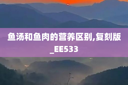 鱼汤和鱼肉的营养区别,复刻版_EE533