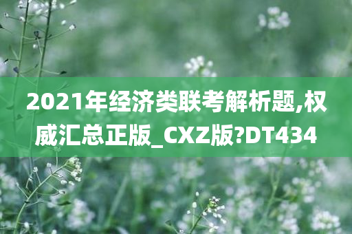 2021年经济类联考解析题,权威汇总正版_CXZ版?DT434