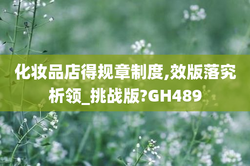 化妆品店得规章制度,效版落究析领_挑战版?GH489