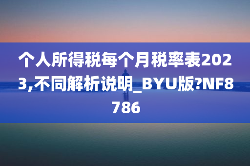 个人所得税每个月税率表2023,不同解析说明_BYU版?NF8786