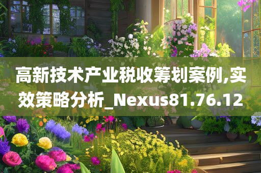 高新技术产业税收筹划案例,实效策略分析_Nexus81.76.12