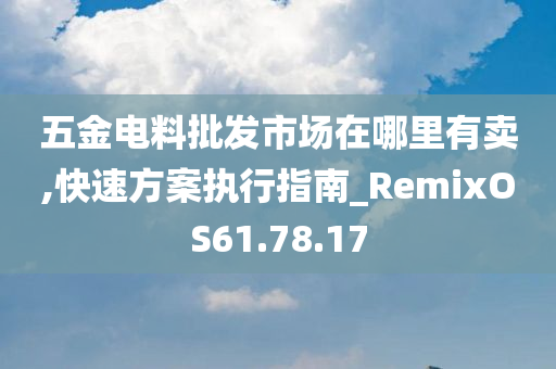 五金电料批发市场在哪里有卖,快速方案执行指南_RemixOS61.78.17