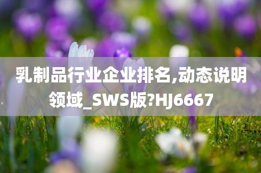 乳制品行业企业排名,动态说明领域_SWS版?HJ6667