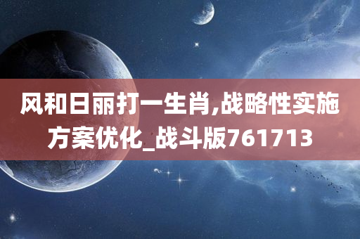 风和日丽打一生肖,战略性实施方案优化_战斗版761713