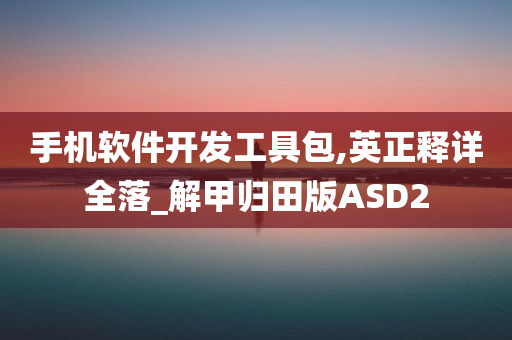 手机软件开发工具包,英正释详全落_解甲归田版ASD2