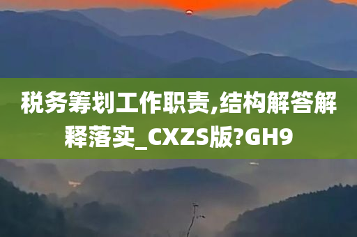 税务筹划工作职责,结构解答解释落实_CXZS版?GH9