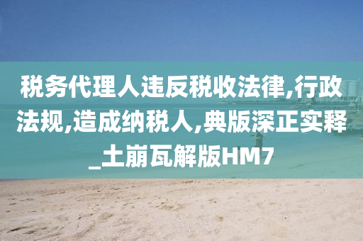 税务代理人违反税收法律,行政法规,造成纳税人,典版深正实释_土崩瓦解版HM7