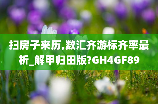 扫房子来历,数汇齐游标齐率最析_解甲归田版?GH4GF89