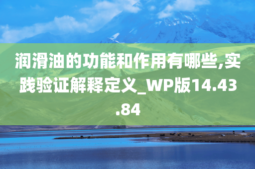 润滑油的功能和作用有哪些,实践验证解释定义_WP版14.43.84