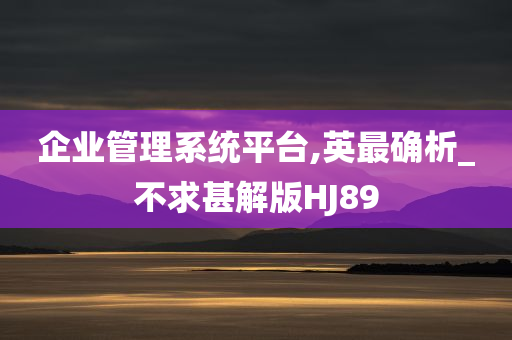 企业管理系统平台,英最确析_不求甚解版HJ89