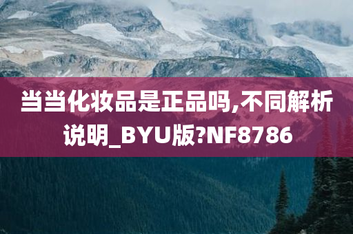 当当化妆品是正品吗,不同解析说明_BYU版?NF8786