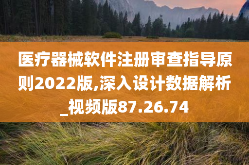 医疗器械软件注册审查指导原则2022版,深入设计数据解析_视频版87.26.74